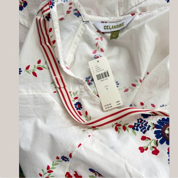 NWT Anthropologie Celandine Plunge-Neck Drop-Waist Floral Cotton Midi Dress, S - Picture 12 of 13